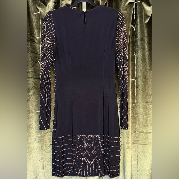 Xscape Black and Gold Long Sleeve Dress - Picture 3 of 3